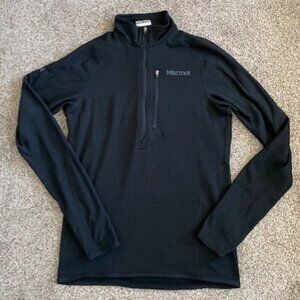 MARMOT 1/2 Zip Polartec Regulator Waffle Knit Base Layer Black Mens Small